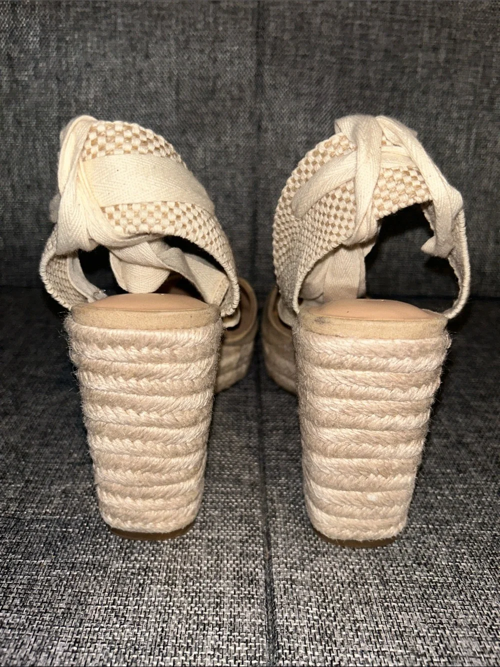 NEW - LOFT Neutral Tie-Ankle Espadrille Wedges